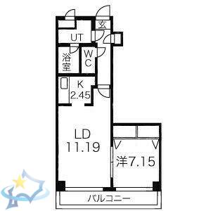 SQUARE MS614(1LDK/9階)の間取り写真