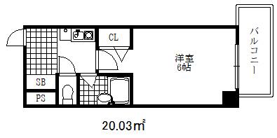 エスリード三宮第3(1K/12階)の間取り写真