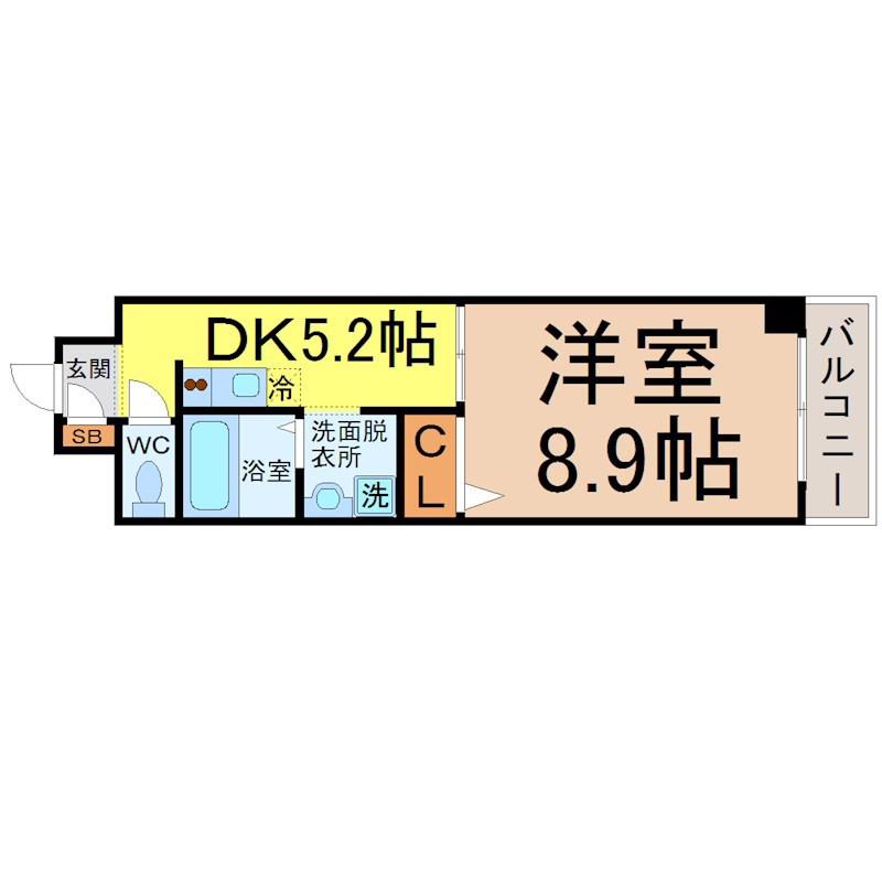 トリニティM3(1DK/2階)の間取り写真