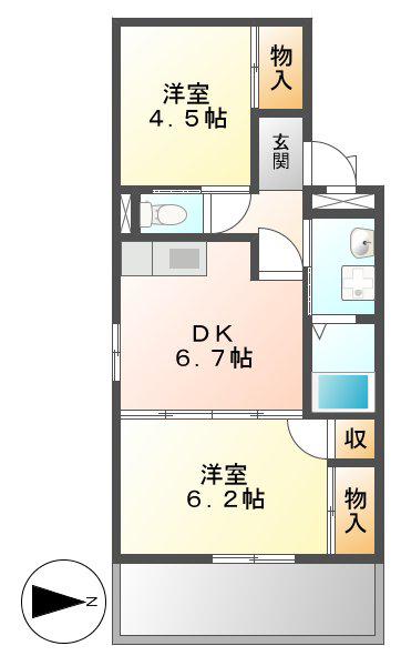 クレール大島(2DK/3階)の間取り写真
