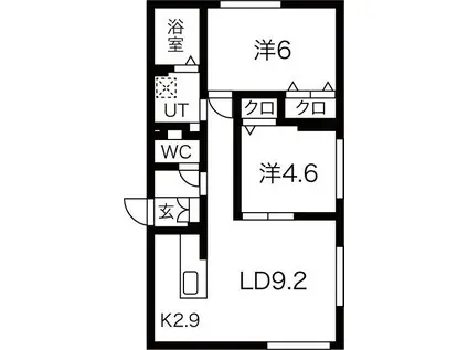 エル澄川(2LDK/2階)の間取り写真