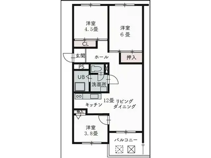 兵庫県公社 芦屋浜高層2号棟(3LDK/11階)の間取り写真