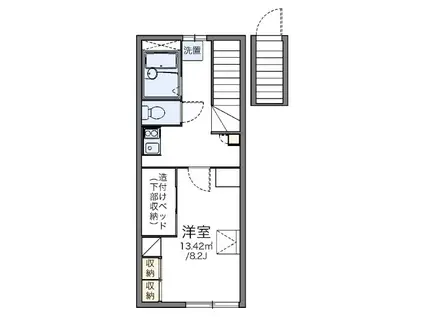 マーブル福生(1K/2階)の間取り写真