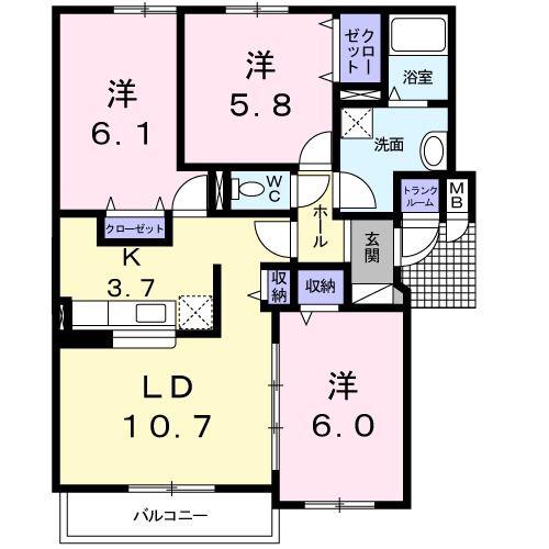 ファーストレジデンス(3LDK/4階)の間取り写真