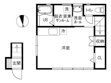 HELENE日の出II(ワンルーム/2階)の間取り写真