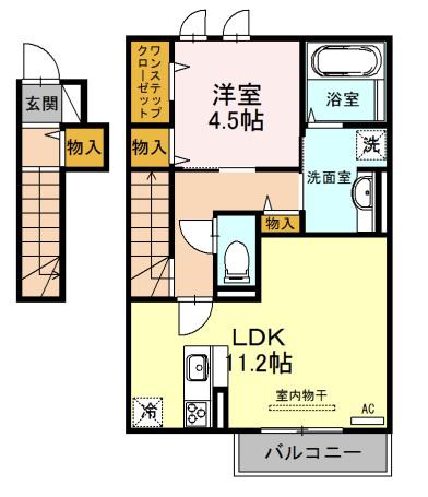 清友ハウス(1LDK/2階)の間取り写真