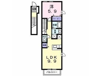 ノーブルフォルム(1LDK/2階)の間取り写真