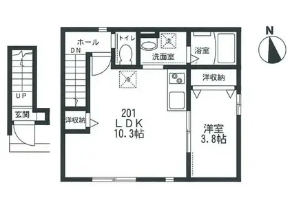ソレイユ大崎(1LDK/2階)の間取り写真