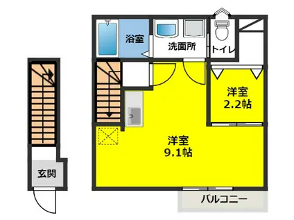 LEVARE(1SK/2階)の間取り写真