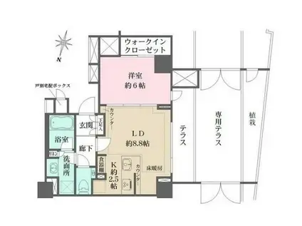 パークハウス広尾(1LDK/1階)の間取り写真