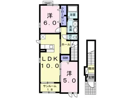昭南館II(2LDK/2階)の間取り写真