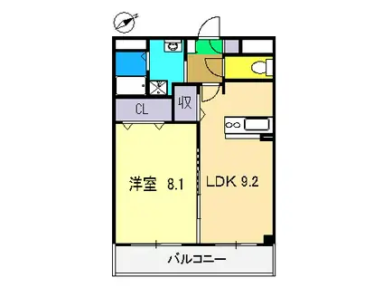 プラテリア・N(1LDK/2階)の間取り写真