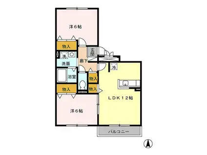 サンモール六実(2LDK/2階)の間取り写真