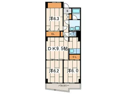 コンフォール橘(3LDK/4階)の間取り写真