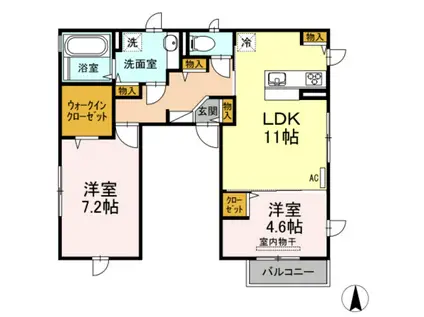 カーサ・カルローサII(2LDK/3階)の間取り写真