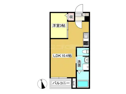 WARREN MATSUBARAI(1LDK/1階)の間取り写真