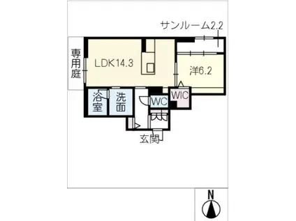 ル・ヴェール平芝(1LDK/1階)の間取り写真