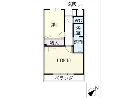 名鉄名古屋本線 前後駅 徒歩8分 4階建 築26年(1LDK/2階)の間取り写真