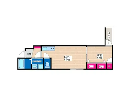 わいわいハウス平野(1LDK/3階)の間取り写真