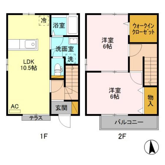 ファミールデュオ(2LDK/1階)の間取り写真