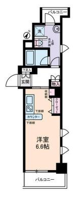 クオーレ西新宿(1K/3階)の間取り写真