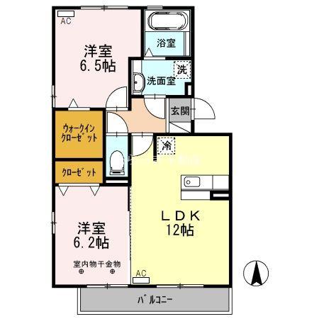 ウィスタリア(2LDK/3階)の間取り写真