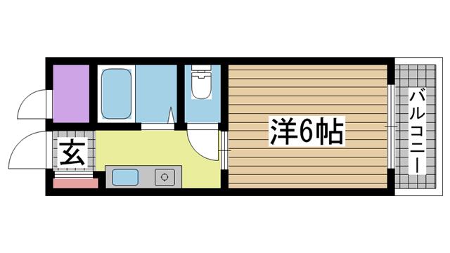 六甲アサヒ(1K/3階)の間取り写真