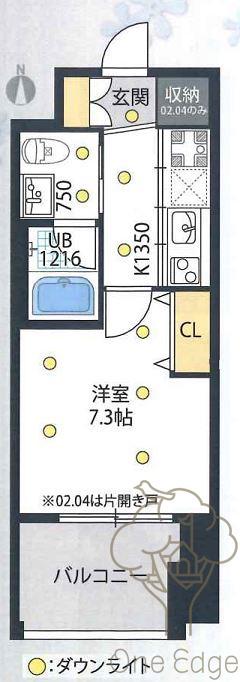 イノセント堂山(1K/3階)の間取り写真