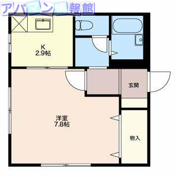 ラフィーネ鐙E(1K/2階)の間取り写真