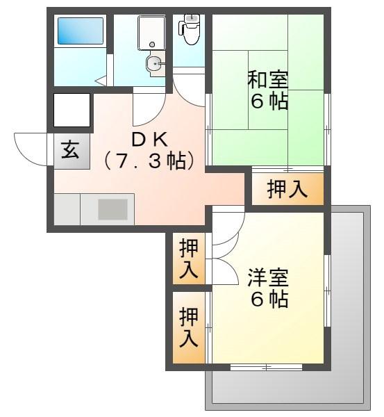 モンシャトー小金井成和(2DK/3階)の間取り写真