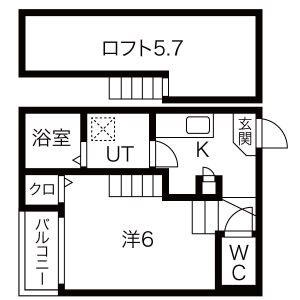 ラ・ポルト(1SK/2階)の間取り写真