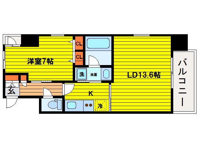 S-RESIDENCE淀屋橋(1LDK/5階)の間取り写真