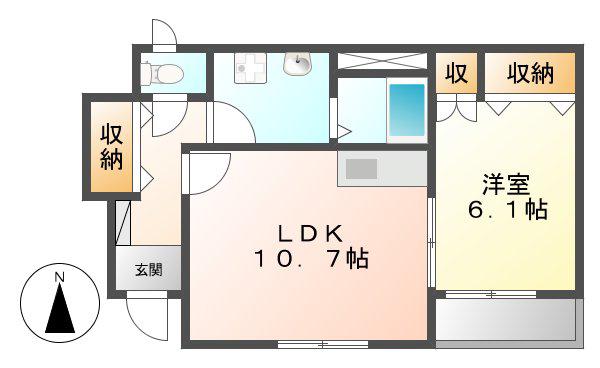 シーパレスA(1LDK/1階)の間取り写真