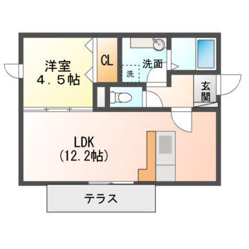 D-ROOM柏崎(1LDK/2階)の間取り写真