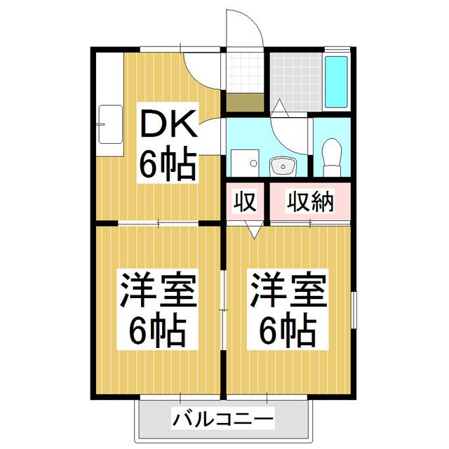 メゾンT&K B棟(2DK/2階)の間取り写真
