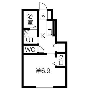 BLOOM GARDEN A棟(1K/1階)の間取り写真