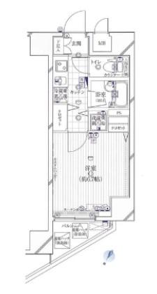 ガリシアヒルズ六本木(1K/15階)の間取り写真