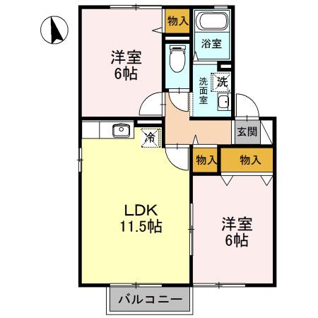 エステートM3(2LDK/2階)の間取り写真
