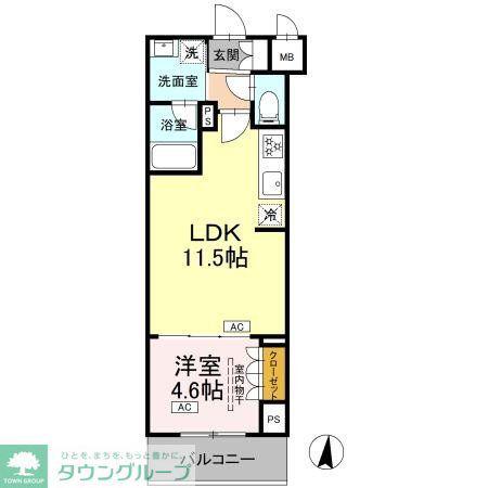 ロイジェント潮見(1LDK/2階)の間取り写真