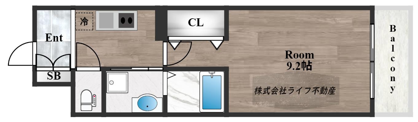 ハイラインIII(1K/2階)の間取り写真
