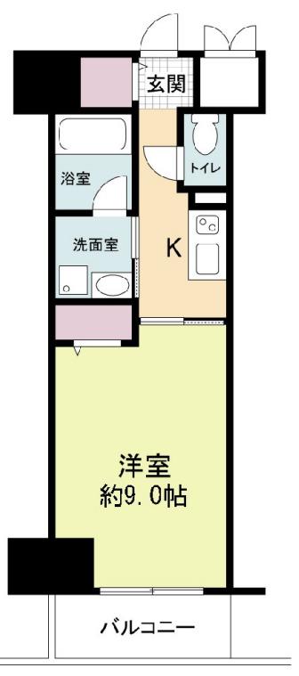 ドゥーエ立売堀(1K/4階)の間取り写真