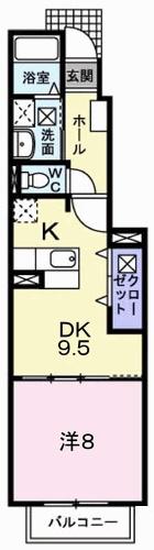 アルモニ(1DK/1階)の間取り写真