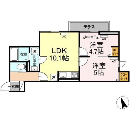 セレスティア南花畑II(2LDK/1階)の間取り写真