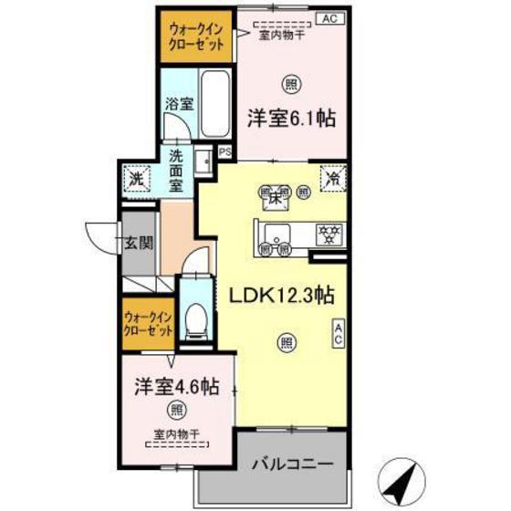 CAMPANELLA 中山南(2LDK/1階)の間取り写真