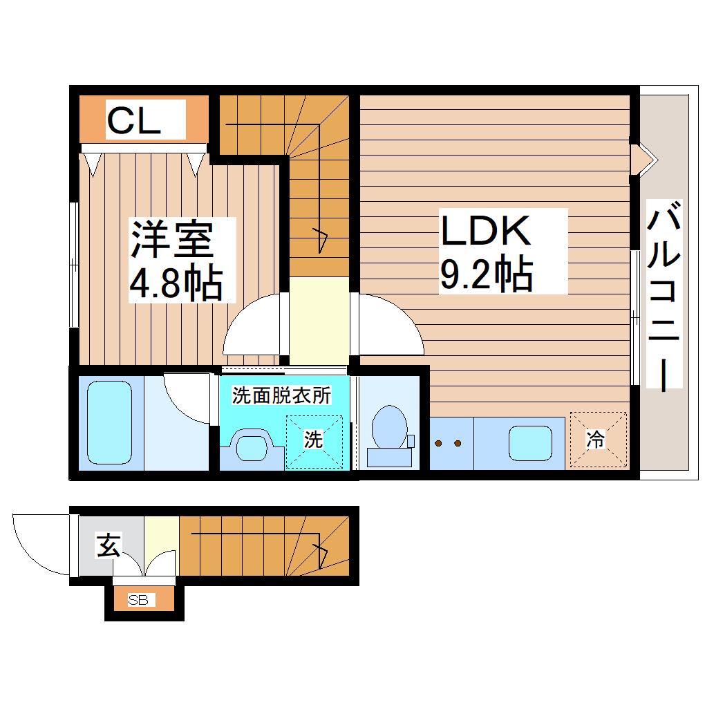 PREMORY名取駅前 A(1LDK/2階)の間取り写真