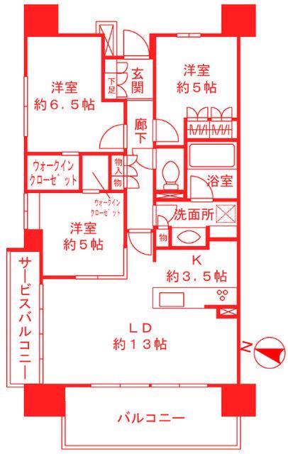 クリオレジダンス横浜(3LDK/7階)の間取り写真