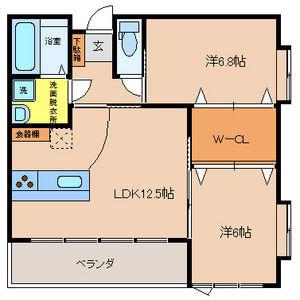 ビオス竹林(2LDK/3階)の間取り写真