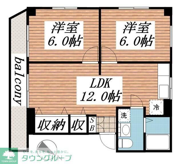 メゾン赤坂(2LDK/3階)の間取り写真