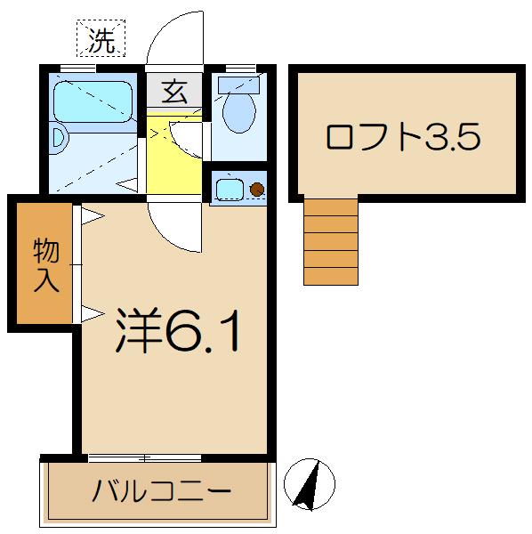 グリーンホームⅢ(ワンルーム/2階)の間取り写真