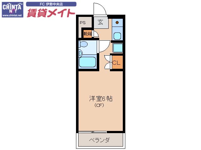 常磐レジデンス(ワンルーム/3階)の間取り写真
